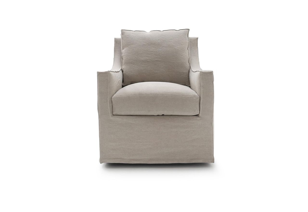 HANNAH SWIVEL CLUB CHAIR | STONEWASH LINEN FLAX