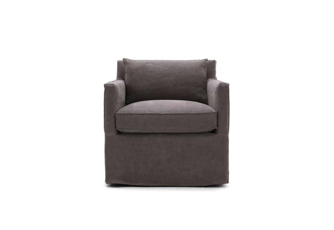 JAN SWIVEL CLUB CHAIR | TUMBLED LINEN MILITAIRE