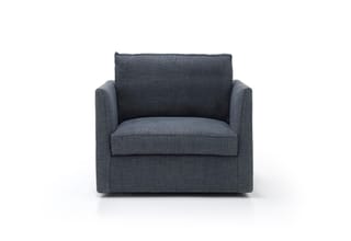 THIBAUT SWIVEL CLUB CHAIR | LAUNDERED CASUAL LINEN GUNMETAL