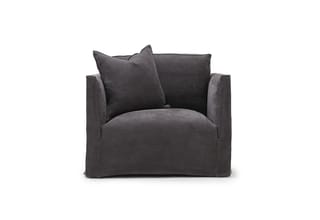 THIBAUT SWIVEL CLUB CHAIR | TUMBLED LINEN MILITAIRE