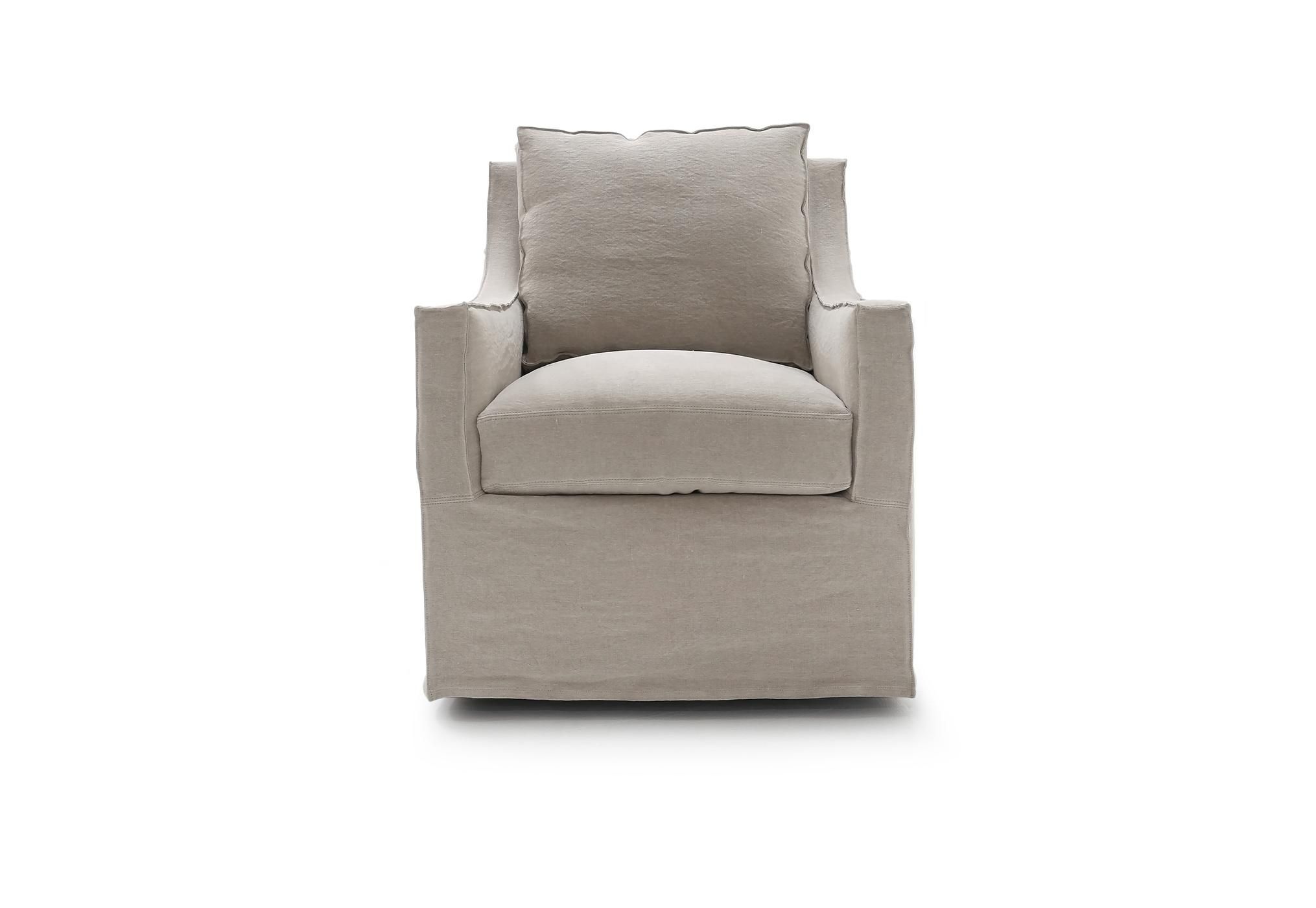 HANNAH SWIVEL CLUB CHAIR | STONEWASH LINEN FLAX